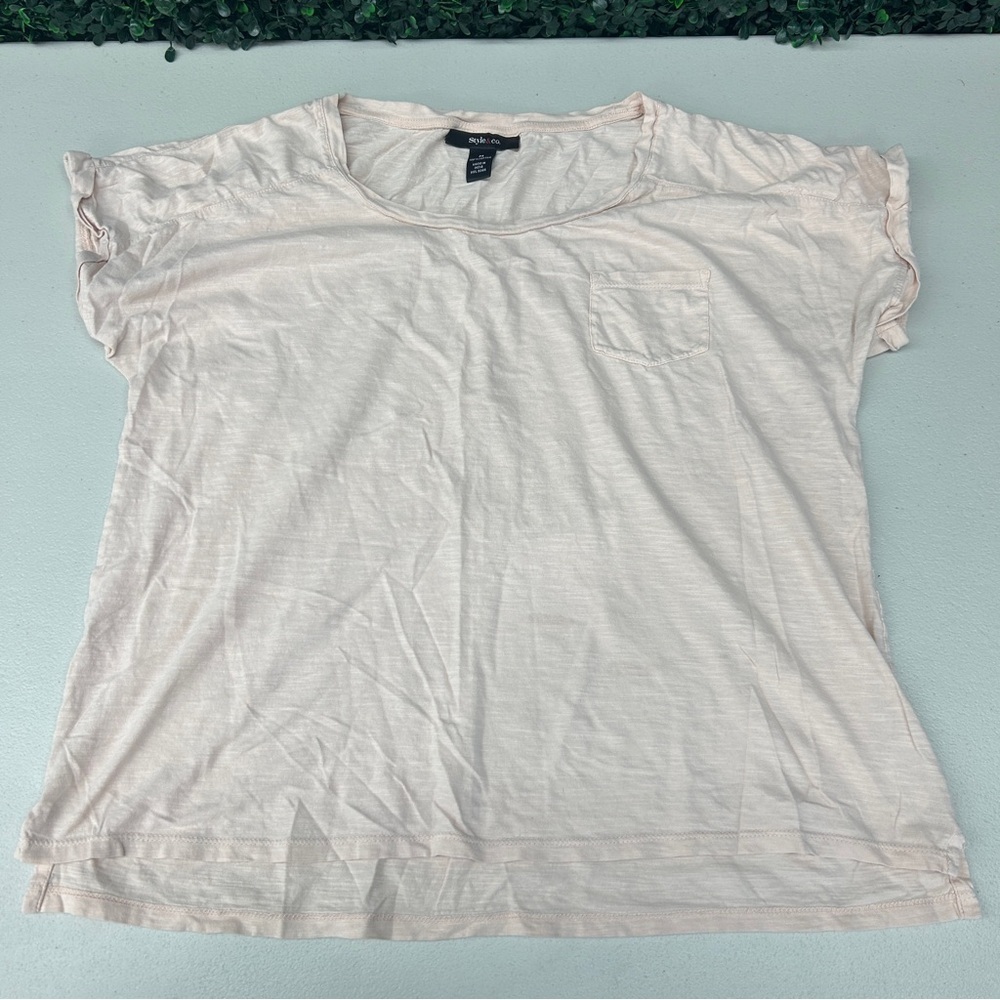 Style & Co. Short Sleeve Tee light pink with Soft Fabric and Comfortable Fit